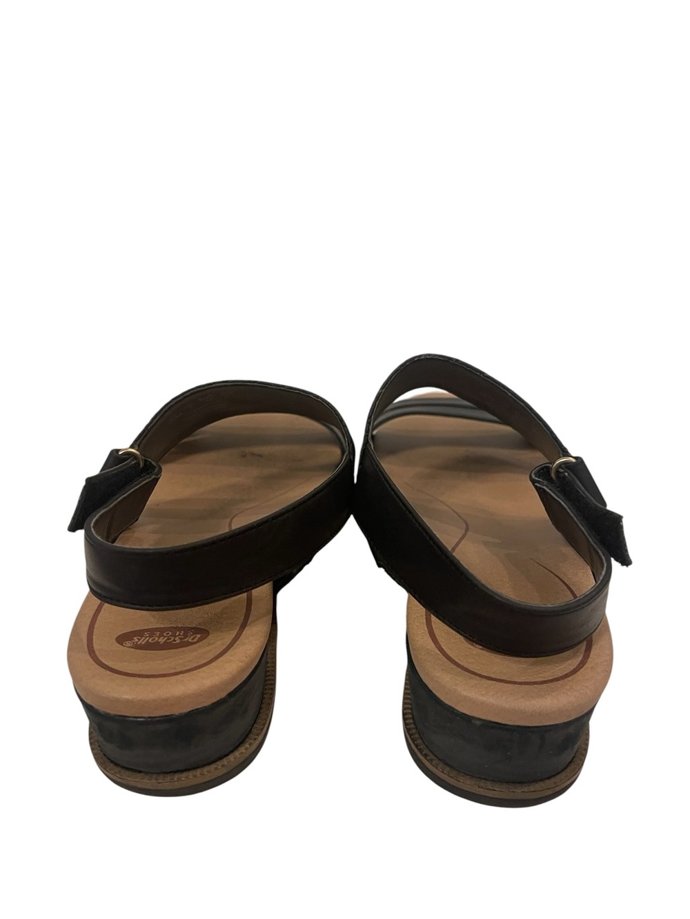 Dr. Scholl's Freestone Black and Tan Dual-Strap Slingback Sandals Shoes - Picture 4 of 7